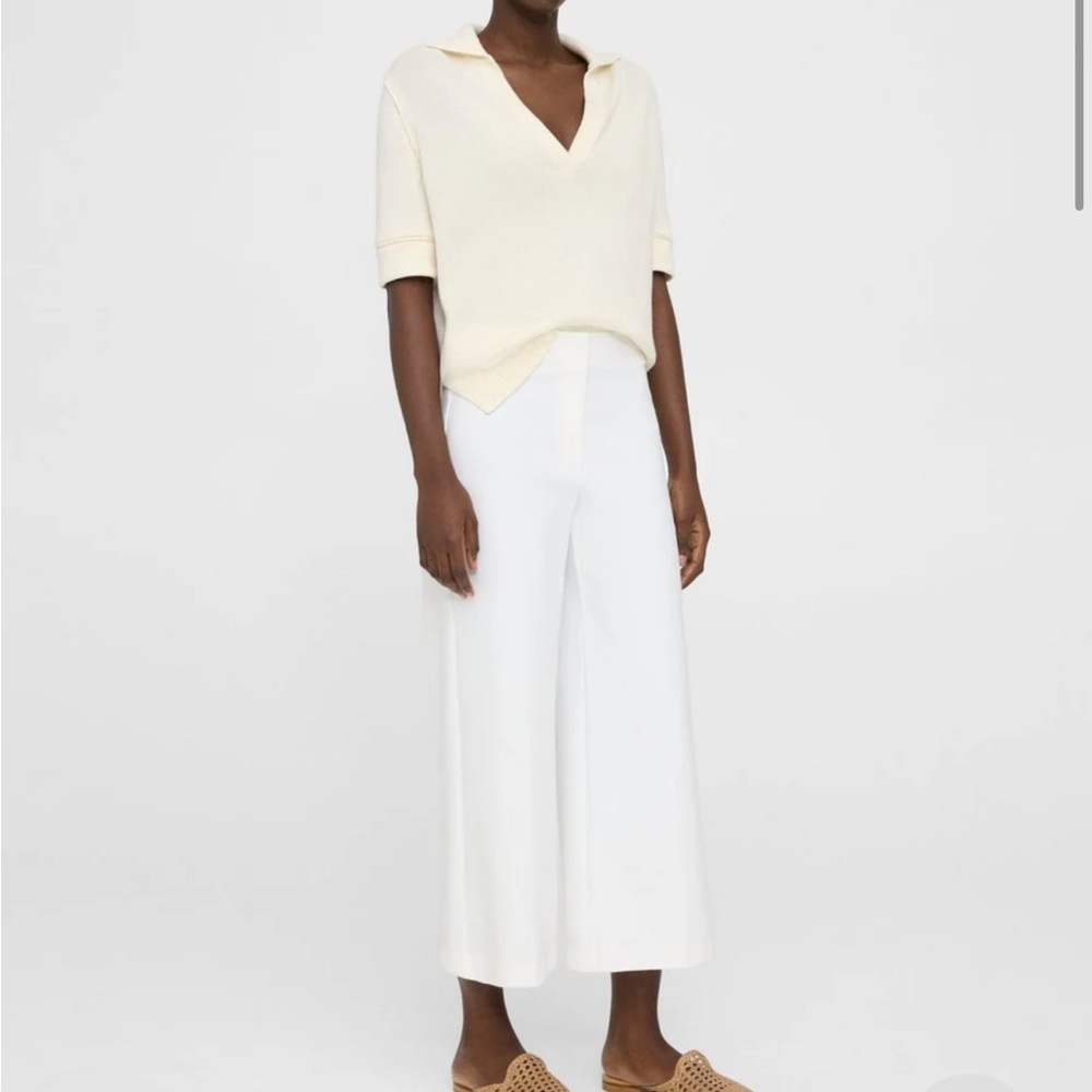 Theory cropped wide leg pant precision pointe